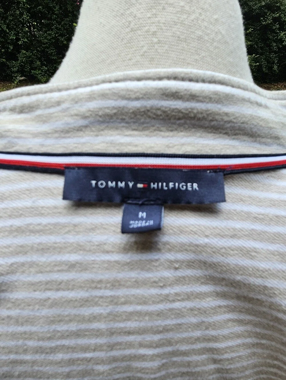 Tommy Hilfiger Striped Military Knit Jacket Brass Crest Buttons Medium